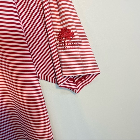 FootJoy ProDry Lisle Red White Striped Short Sleeve Polo Shirt Size Mens Medium - Picture 4 of 7